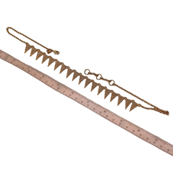 NWT | Banana Republic Gold Toned Rhinestone Triangle Necklace - Picture 3 of 5